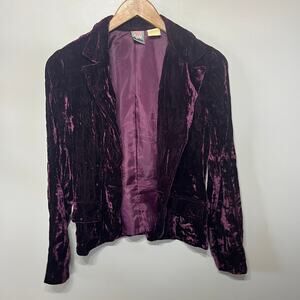 VTG Star City Jacket Purple Crushed Velvet Fairy Grunge Whimsygoth Lined Rave S